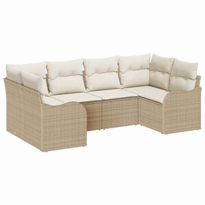 vidaXL Ensemble de canapé de jardin 6 Pièces Beige Poly rotin