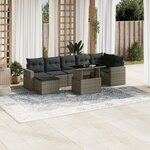 vidaXL Salon de jardin 8 Pièces avec coussins gris résine tressée