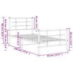 vidaXL Cadre de lit métal sans matelas avec pied de lit blanc 90x190cm