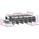 vidaXL Ensemble à manger de jardin et coussins 15 Pièces beige