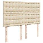 vidaXL Sommier à lattes de lit avec matelas Crème 160x200 cm Tissu