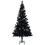 vidaXL Arbre de Noël artificiel pré-éclairé et boules noir 180 cm PVC