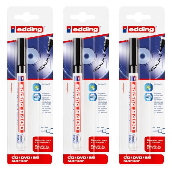Marqueur cd-dvd-bd 8400 Noir Pointe Fine 0 5-1 mm x 3 EDDING