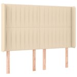 vidaXL Sommier à lattes de lit matelas et LED Crème 140x190 cm Tissu