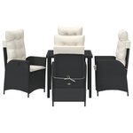 vidaXL Set de repas de jardin de 5 pièces avec coussins en poly rattan noir