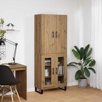 vidaXL Haut Armoire 2 Pièces Chêne artisanal Bois Aggloméré et Verre