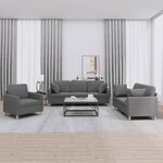 vidaXL Ensemble de canapés 3 Pièces coussins gris foncé tissu