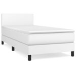 vidaXL Sommier à lattes de lit avec matelas Blanc 100x200cm Similicuir