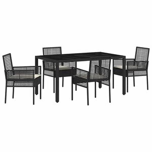 vidaXL Ensemble de salle à manger pour jardin 5 Pièces Noir Poly rotin