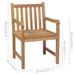 vidaXL Chaises de jardin lot de 2 et coussins crème Bois teck massif