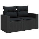 vidaXL Ensemble de canapé de jardin avec coussin 12 Pièces Noir polyrotin