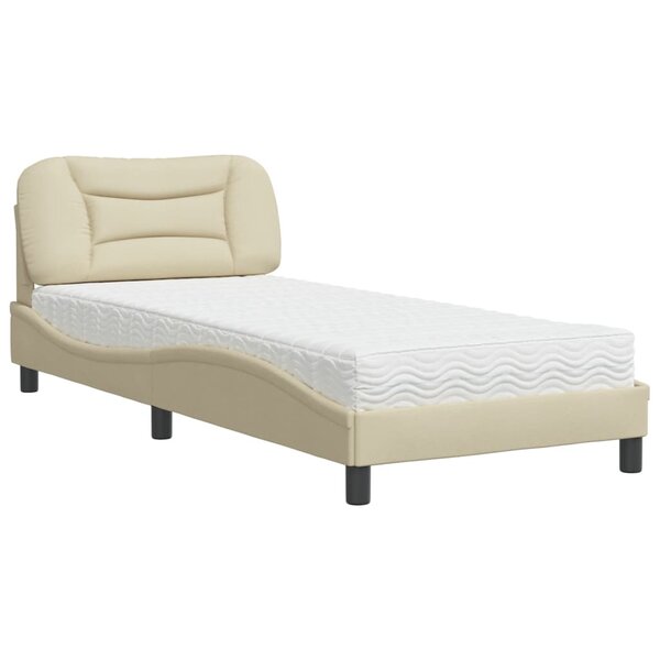 vidaXL Lit avec matelas Hvar crème 90x200 cm tissu