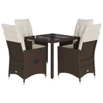 vidaXL Ensemble à manger de jardin 5 Pièces et coussins marron poly rotin
