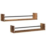vidaXL Étagère Murale avec étagère 2 Pièces Bois ancien 80 x 16 x 14 cm