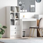vidaXL Bureau avec tiroir avec étagère avec stockage 2 Pièces Blanc