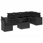 vidaXL Salon de jardin 7 Pièces avec coussins noir résine tressée