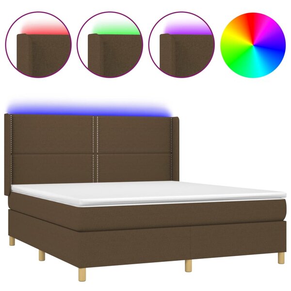 vidaXL Sommier à lattes de lit matelas et LED Marron foncé 180x200cm