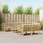 vidaXL Ensemble de canapés d'extérieur 9 Pièces Blanc et Beige