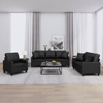 vidaXL Ensemble de canapés 3 Pièces avec coussins noir similicuir