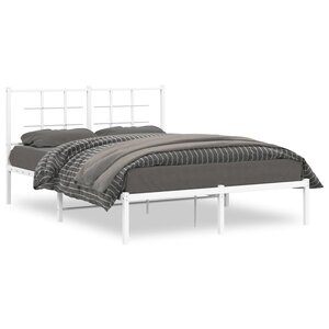 vidaXL Cadre de lit métal sans matelas et tête de lit blanc 140x200 cm