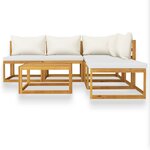 vidaXL Salon de jardin 6 Pièces avec coussin Crème Bois d'acacia solide