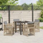 vidaXL Ensemble de salle à manger pour jardin 5 Pièces Beige Poly rotin