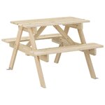 vidaXL Table de pique-nique pour 4 enfants avec trou de parasol sapin