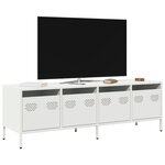vidaXL Meuble TV blanc 135x39x43 5 cm acier laminé à froid