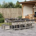 vidaXL Ensemble à manger de jardin et coussins 13 Pièces gris clair rotin