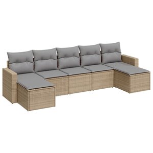 vidaXL Salon de jardin avec coussins 7 Pièces beige résine tressée