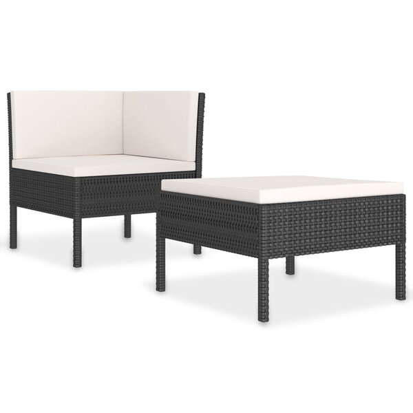 Salon de jardin meuble d'extérieur ensemble de mobilier 2 pièces avec coussins résine tressée noir 02_0015906