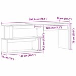 vidaXL Bureau Chêne noir 200 x 50 x 76 cm Bois d'ingénierie