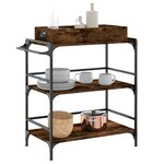 vidaXL Chariot de cuisine chêne fumé 81 5x41x92 5 cm bois d'ingénierie