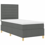 vidaXL Lit à ressort LED avec matelas Gris foncé 80 x 200 cm tissu