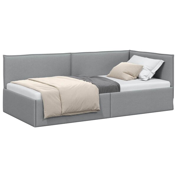 vidaXL Cadre de lit d'angle Gris clair 80 x 200 cm tissu