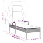 vidaXL Chaise longue avec auvent gris résine tressée