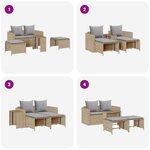 vidaXL Salon de jardin 5 Pièces avec coussins empilable beige polyrotin