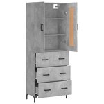 vidaXL Buffet haut Gris béton 69 5x34x180 cm Bois d'ingénierie