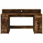vidaXL Bureau et lumières LED chêne fumé 160x55x91cm bois d'ingénierie