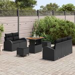 vidaXL Ensemble de canapé de jardin avec coussin 8 Pièces Noir