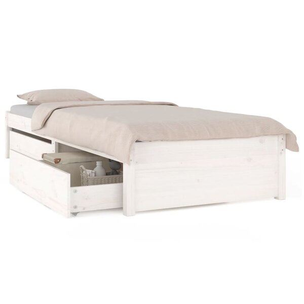 vidaXL Cadre de lit sans matelas avec tiroirs blanc 100x200 cm