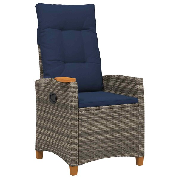 vidaXL Chaise inclinable avec plateau à thé 62 x 64 x 112 cm polyrotin