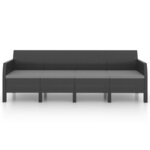 Canapé 4 places de jardin avec coussins anthracite PP rotin 02_0013200