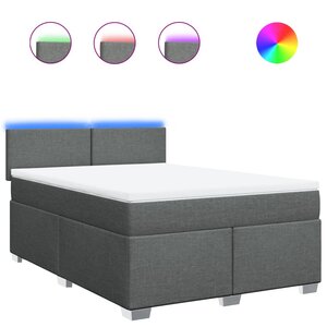 vidaXL Sommier à lattes de lit avec matelas Gris foncé 140x190cm Tissu