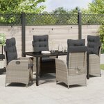 vidaXL Ensemble de salle à manger de jardin 5 pièces avec coussins Gris clair Poly Rattan