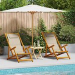 vidaXL Chaise de plage avec coussin 2 Pièces Marron 61.5 x 123 x 82cm