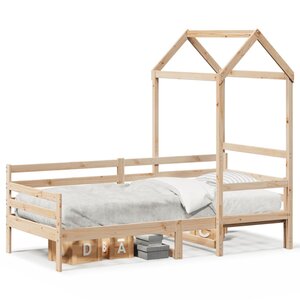vidaXL Lit de jour avec toit sans matelas 90x200 cm bois massif