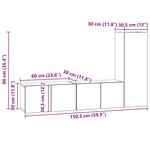 vidaXL Ensemble meuble TV 3 Pièces Chêne noir Bois d'ingénierie