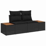 vidaXL Ensemble de canapé de jardin avec coussin 8 Pièces Noir Poly rotin