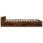 vidaXL Cadre de lit avec tiroirs sans matelas chêne fumé 135x190 cm